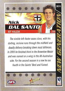 2006 Select AFL Champions - New Generation #NG14 Nick Dal Santo Back